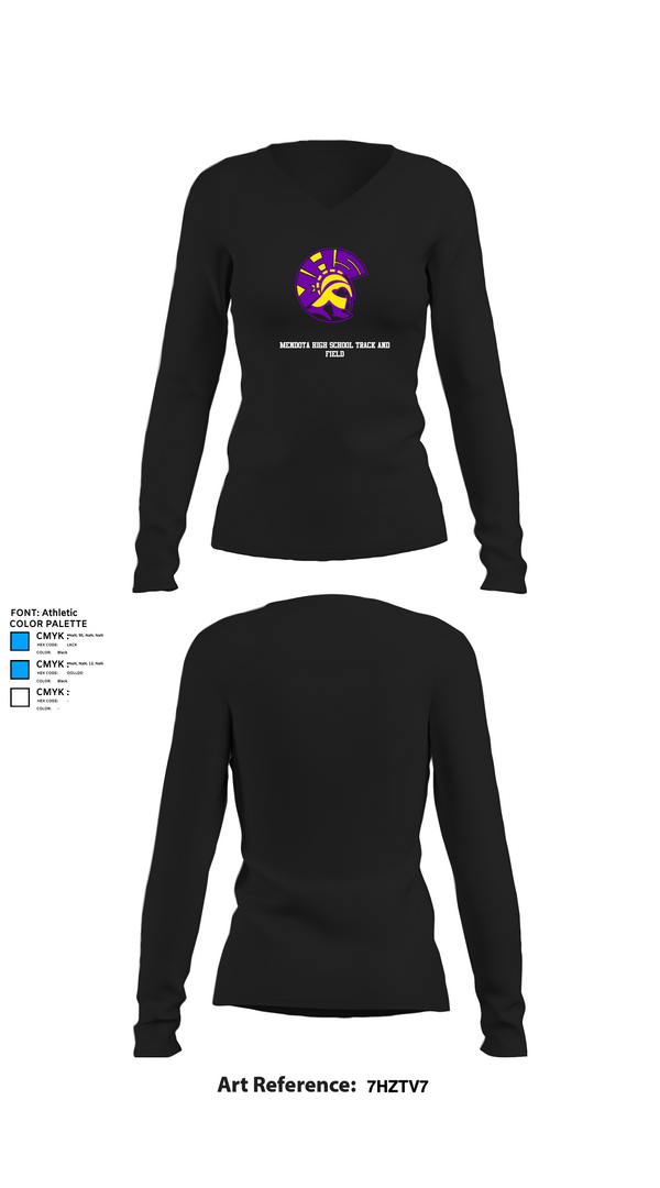 Womens Long Sleeve Vneck Shirt, Mendota High School Track and Field, Track & Field, Teamtime, Team time, sublimation, custom sports apparel, team uniforms, spirit wear, spiritwear, sports uniforms, custom shirts, team store, custom team store, fundraiser sports, apparel fundraiser