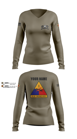 Womens Long Sleeve Vneck Shirt, Recon2, Army, Teamtime, Team time, sublimation, custom sports apparel, team uniforms, spirit wear, spiritwear, sports uniforms, custom shirts, team store, custom team store, fundraiser sports, apparel fundraiser