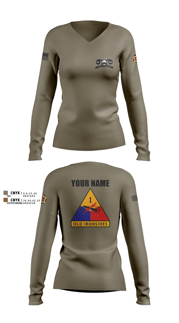 Womens Long Sleeve Vneck Shirt, Recon2, Army, Teamtime, Team time, sublimation, custom sports apparel, team uniforms, spirit wear, spiritwear, sports uniforms, custom shirts, team store, custom team store, fundraiser sports, apparel fundraiser