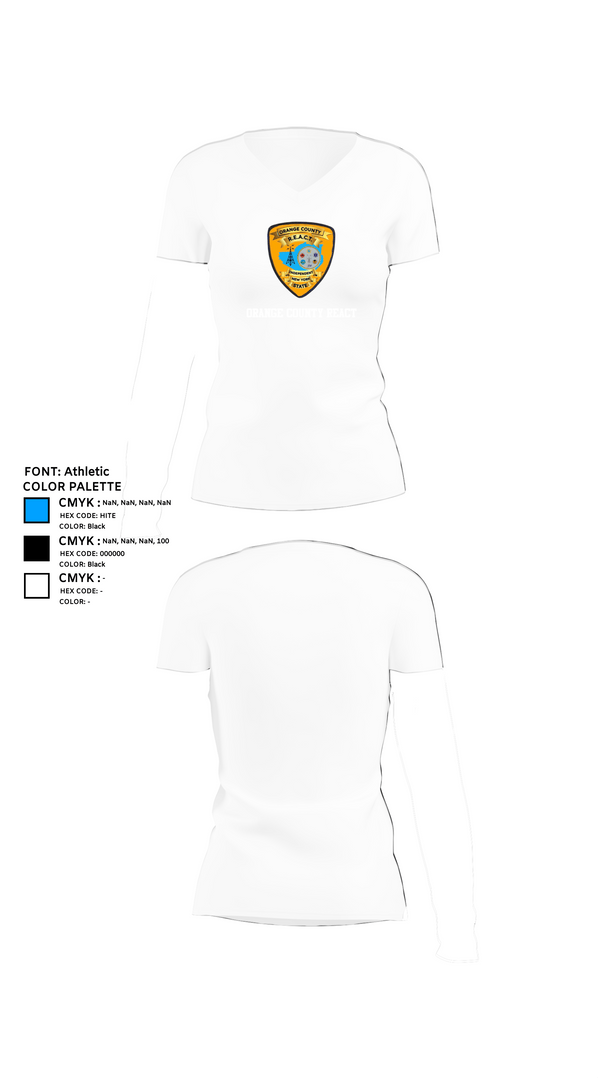 Womens Short Sleeve Vneck Shirt, Orange County REACT, , Teamtime, Team time, sublimation, custom sports apparel, team uniforms, spirit wear, spiritwear, sports uniforms, custom shirts, team store, custom team store, fundraiser sports, apparel fundraiser
