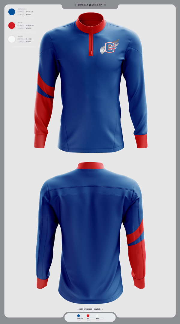 Quarter Zip Jacket, Cleveland Blue Raiders, Track & Field, Teamtime, Team time, sublimation, custom sports apparel, team uniforms, spirit wear, spiritwear, sports uniforms, custom shirts, team store, custom team store, fundraiser sports, apparel fundraiser