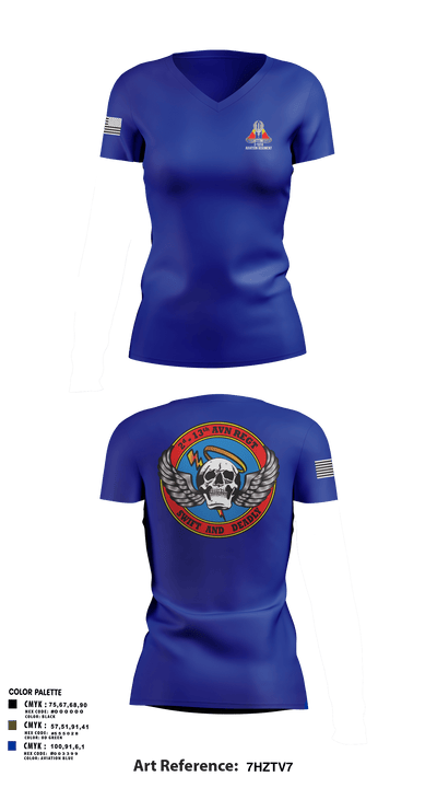 A Co, 2-13th Aviation Regiment 86069312 Women's Short Sleeve V-neck Shirt - 15