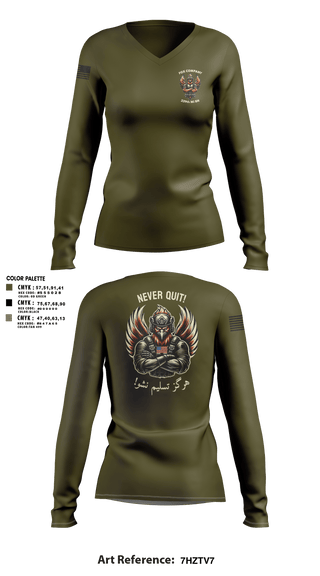 Womens Long Sleeve Vneck Shirt, F CO, 229th MI BN, , Teamtime, Team time, sublimation, custom sports apparel, team uniforms, spirit wear, spiritwear, sports uniforms, custom shirts, team store, custom team store, fundraiser sports, apparel fundraiser