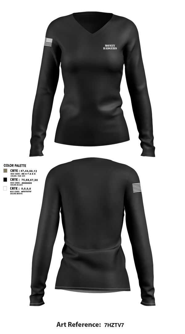 Womens Long Sleeve Vneck Shirt, MONEY BADGERS, , Teamtime, Team time, sublimation, custom sports apparel, team uniforms, spirit wear, spiritwear, sports uniforms, custom shirts, team store, custom team store, fundraiser sports, apparel fundraiser