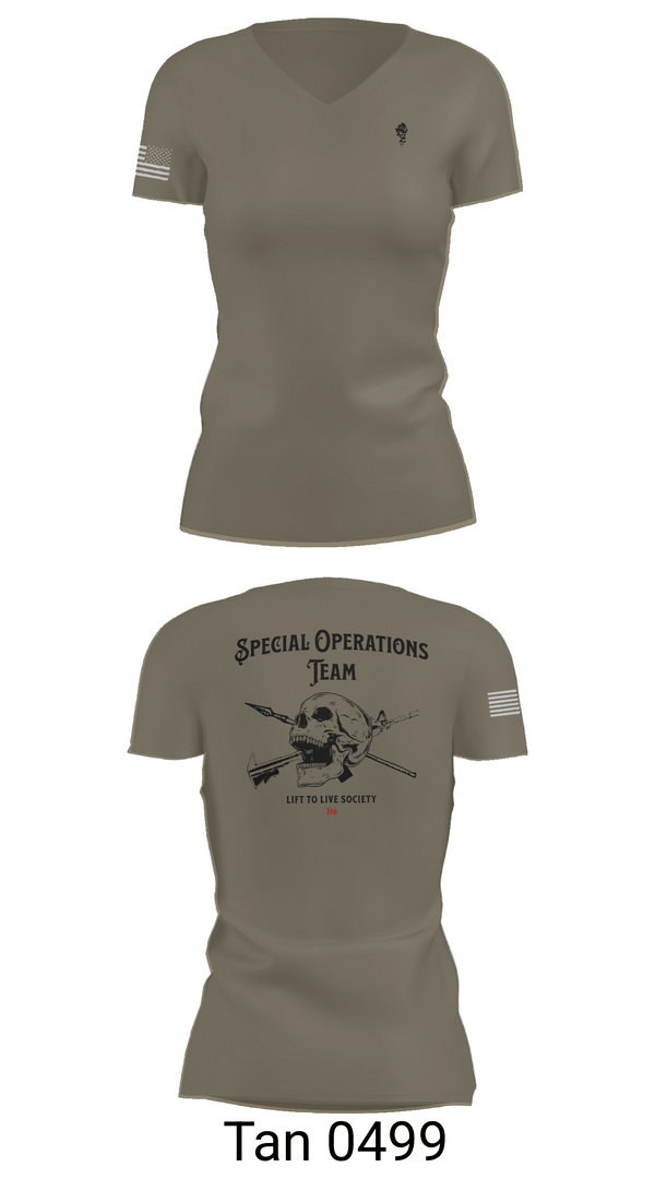 Womens Short Sleeve Vneck Shirt, Special Operations Team, , Teamtime, Team time, sublimation, custom sports apparel, team uniforms, spirit wear, spiritwear, sports uniforms, custom shirts, team store, custom team store, fundraiser sports, apparel fundraiser