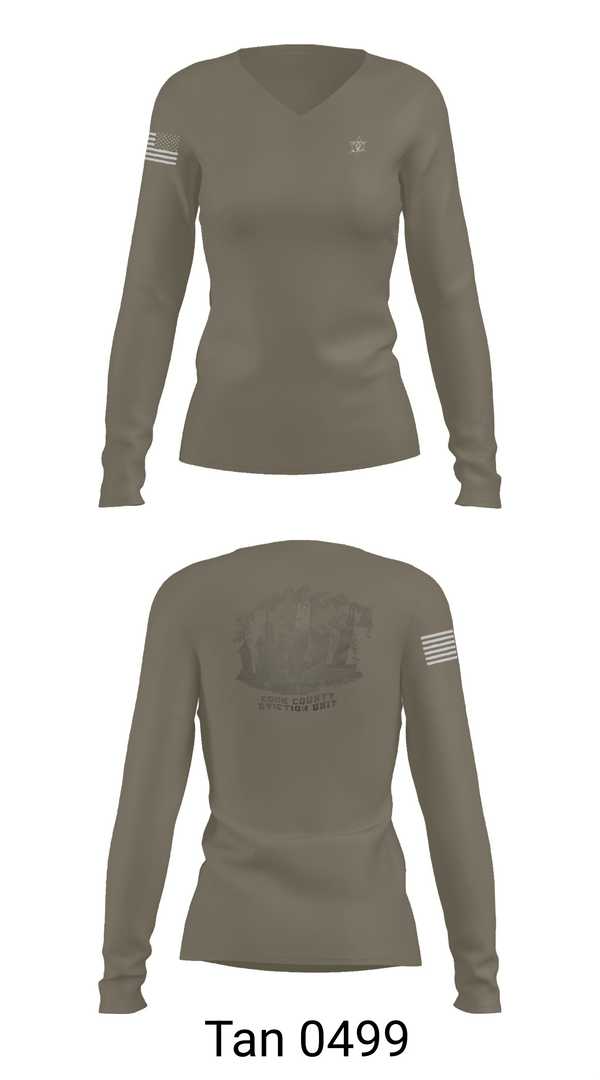 Womens Long Sleeve Vneck Shirt, Cook County Sheriff’s Department, , Teamtime, Team time, sublimation, custom sports apparel, team uniforms, spirit wear, spiritwear, sports uniforms, custom shirts, team store, custom team store, fundraiser sports, apparel fundraiser