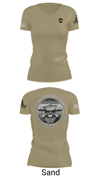 Womens Short Sleeve Vneck Shirt, Fire Controlman, Navy, Teamtime, Team time, sublimation, custom sports apparel, team uniforms, spirit wear, spiritwear, sports uniforms, custom shirts, team store, custom team store, fundraiser sports, apparel fundraiser