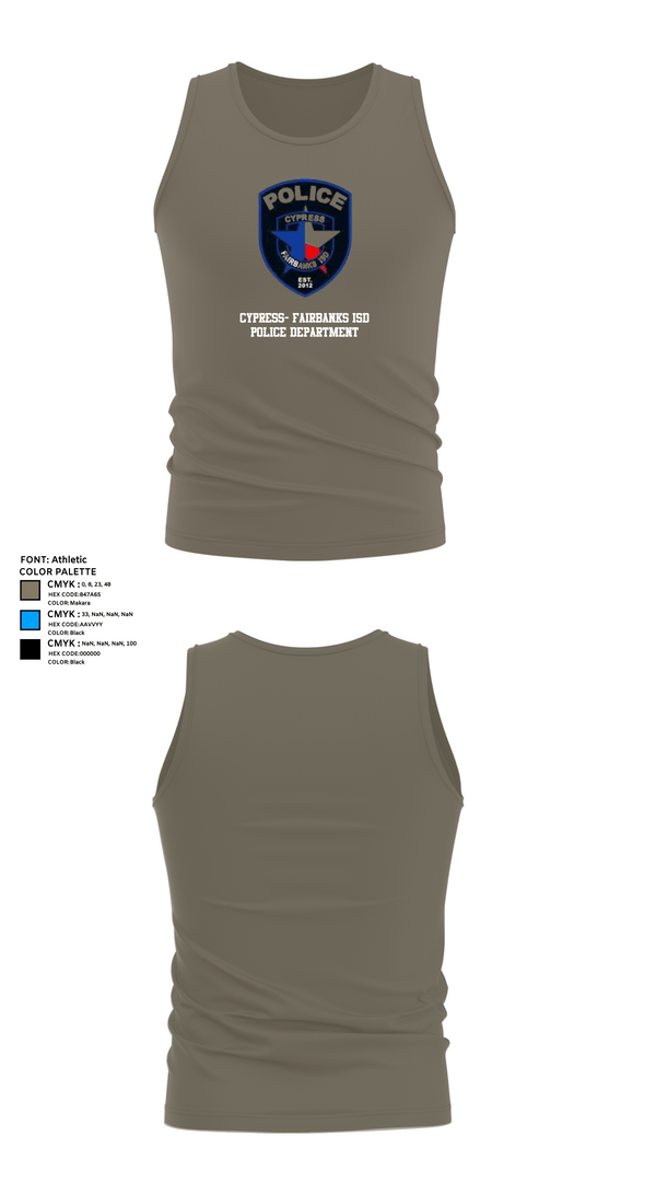 Tank Top, Cypress- Fairbanks ISD Police Department, Police, Teamtime, Team time, sublimation, custom sports apparel, team uniforms, spirit wear, spiritwear, sports uniforms, custom shirts, team store, custom team store, fundraiser sports, apparel fundraiser