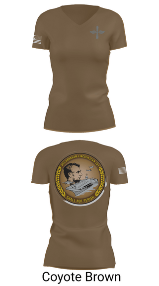 Womens Short Sleeve Vneck Shirt, CVN 72 Abraham Lincoln, , Teamtime, Team time, sublimation, custom sports apparel, team uniforms, spirit wear, spiritwear, sports uniforms, custom shirts, team store, custom team store, fundraiser sports, apparel fundraiser