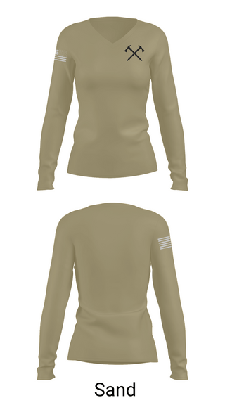 Womens Long Sleeve Vneck Shirt, 1310, Army, Teamtime, Team time, sublimation, custom sports apparel, team uniforms, spirit wear, spiritwear, sports uniforms, custom shirts, team store, custom team store, fundraiser sports, apparel fundraiser