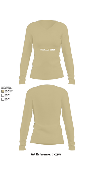 Womens Long Sleeve Vneck Shirt, USS California, , Teamtime, Team time, sublimation, custom sports apparel, team uniforms, spirit wear, spiritwear, sports uniforms, custom shirts, team store, custom team store, fundraiser sports, apparel fundraiser