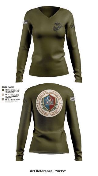 Womens Long Sleeve Vneck Shirt, 8th ESB Charlie Co., , Teamtime, Team time, sublimation, custom sports apparel, team uniforms, spirit wear, spiritwear, sports uniforms, custom shirts, team store, custom team store, fundraiser sports, apparel fundraiser