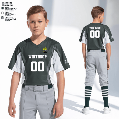 Full Button Baseball Jersey, Winthrop Baseball, Baseball, Teamtime, Team time, sublimation, custom sports apparel, team uniforms, spirit wear, spiritwear, sports uniforms, custom shirts, team store, custom team store, fundraiser sports, apparel fundraiser