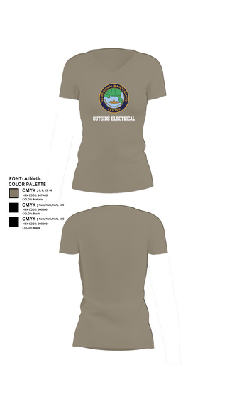 Womens Short Sleeve Vneck Shirt, Outside Electrical, , Teamtime, Team time, sublimation, custom sports apparel, team uniforms, spirit wear, spiritwear, sports uniforms, custom shirts, team store, custom team store, fundraiser sports, apparel fundraiser