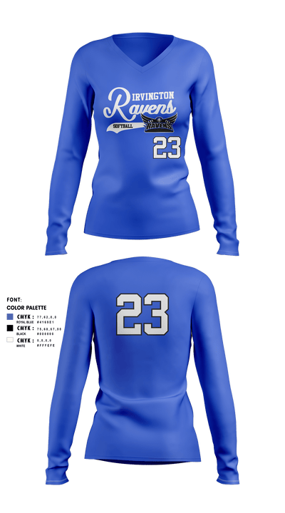 Irvington Preparatory Academy Softball 81081821 Women's Long Sleeve V-neck Shirt - 3