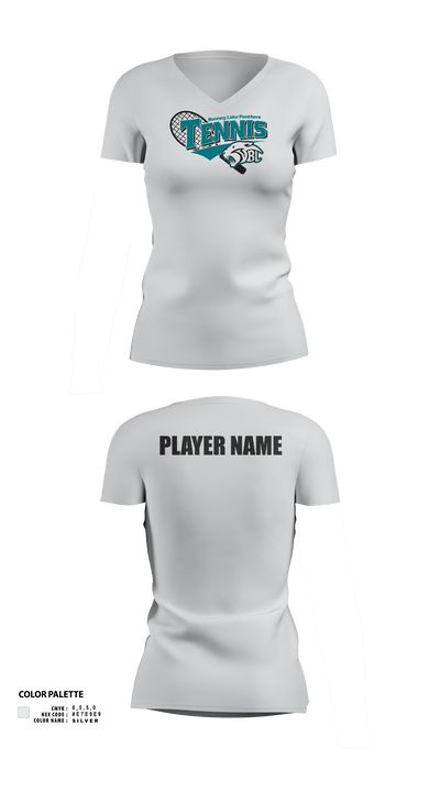 Bonney Lake Panthers Tennis 67829590 Women's Short Sleeve V-neck Shirt - 2