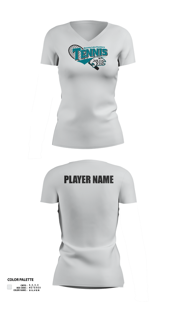 Womens Short Sleeve Vneck Shirt, Bonney Lake Panthers Tennis, Tennis, Teamtime, Team time, sublimation, custom sports apparel, team uniforms, spirit wear, spiritwear, sports uniforms, custom shirts, team store, custom team store, fundraiser sports, apparel fundraiser