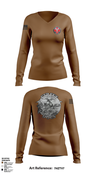 Womens Long Sleeve Vneck Shirt, 345th Medical Company Ground Ambulance, , Teamtime, Team time, sublimation, custom sports apparel, team uniforms, spirit wear, spiritwear, sports uniforms, custom shirts, team store, custom team store, fundraiser sports, apparel fundraiser
