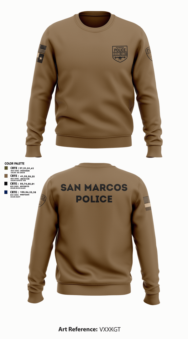 Crew Neck Sweatshirt, San Marcos Police Drone Unit, Police, Teamtime, Team time, sublimation, custom sports apparel, team uniforms, spirit wear, spiritwear, sports uniforms, custom shirts, team store, custom team store, fundraiser sports, apparel fundraiser