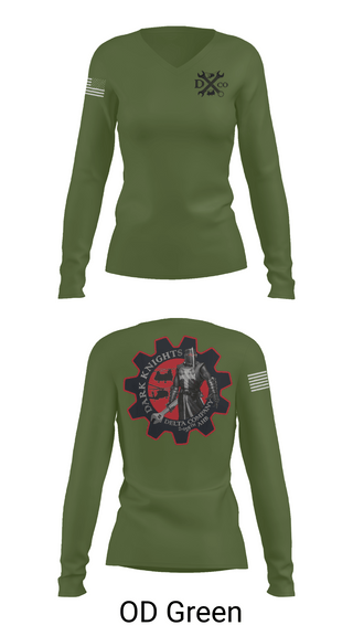 Womens Long Sleeve Vneck Shirt, D Co. 2-158th AHB, , Teamtime, Team time, sublimation, custom sports apparel, team uniforms, spirit wear, spiritwear, sports uniforms, custom shirts, team store, custom team store, fundraiser sports, apparel fundraiser