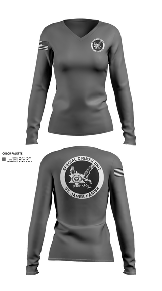 Womens Long Sleeve Vneck Shirt, Special Investigations Unit, , Teamtime, Team time, sublimation, custom sports apparel, team uniforms, spirit wear, spiritwear, sports uniforms, custom shirts, team store, custom team store, fundraiser sports, apparel fundraiser