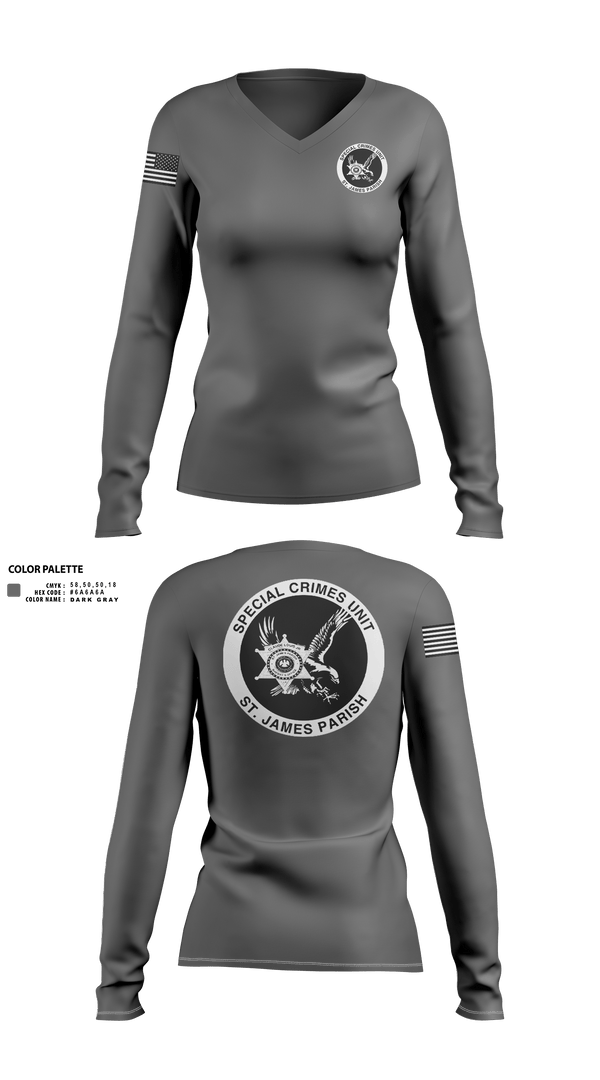 Womens Long Sleeve Vneck Shirt, Special Investigations Unit, , Teamtime, Team time, sublimation, custom sports apparel, team uniforms, spirit wear, spiritwear, sports uniforms, custom shirts, team store, custom team store, fundraiser sports, apparel fundraiser