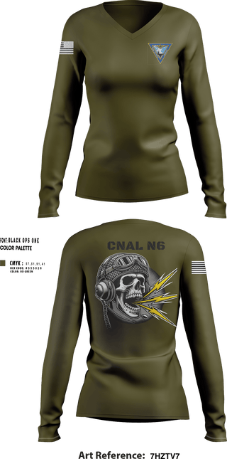 Womens Long Sleeve Vneck Shirt, COMNAVAIRLANT, , Teamtime, Team time, sublimation, custom sports apparel, team uniforms, spirit wear, spiritwear, sports uniforms, custom shirts, team store, custom team store, fundraiser sports, apparel fundraiser