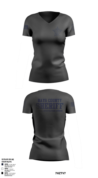 Womens Short Sleeve Vneck Shirt, Hays County Sheriff's Office - CID, , Teamtime, Team time, sublimation, custom sports apparel, team uniforms, spirit wear, spiritwear, sports uniforms, custom shirts, team store, custom team store, fundraiser sports, apparel fundraiser