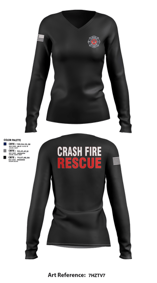 Womens Long Sleeve Vneck Shirt, ISA Air base Fire Dept., Fire Department, Teamtime, Team time, sublimation, custom sports apparel, team uniforms, spirit wear, spiritwear, sports uniforms, custom shirts, team store, custom team store, fundraiser sports, apparel fundraiser
