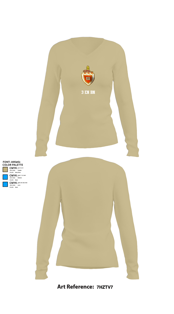Womens Long Sleeve Vneck Shirt, 3 EN BN, , Teamtime, Team time, sublimation, custom sports apparel, team uniforms, spirit wear, spiritwear, sports uniforms, custom shirts, team store, custom team store, fundraiser sports, apparel fundraiser