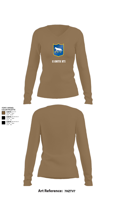 2/196th RTI 78936659 Women's Long Sleeve V-neck Shirt - 2