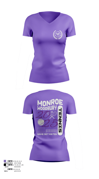 Womens Short Sleeve Vneck Shirt, Monroe Woodbury, Tennis, Teamtime, Team time, sublimation, custom sports apparel, team uniforms, spirit wear, spiritwear, sports uniforms, custom shirts, team store, custom team store, fundraiser sports, apparel fundraiser