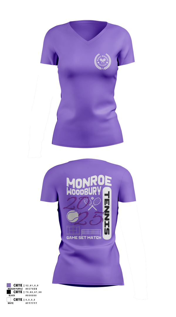 Womens Short Sleeve Vneck Shirt, Monroe Woodbury, Tennis, Teamtime, Team time, sublimation, custom sports apparel, team uniforms, spirit wear, spiritwear, sports uniforms, custom shirts, team store, custom team store, fundraiser sports, apparel fundraiser