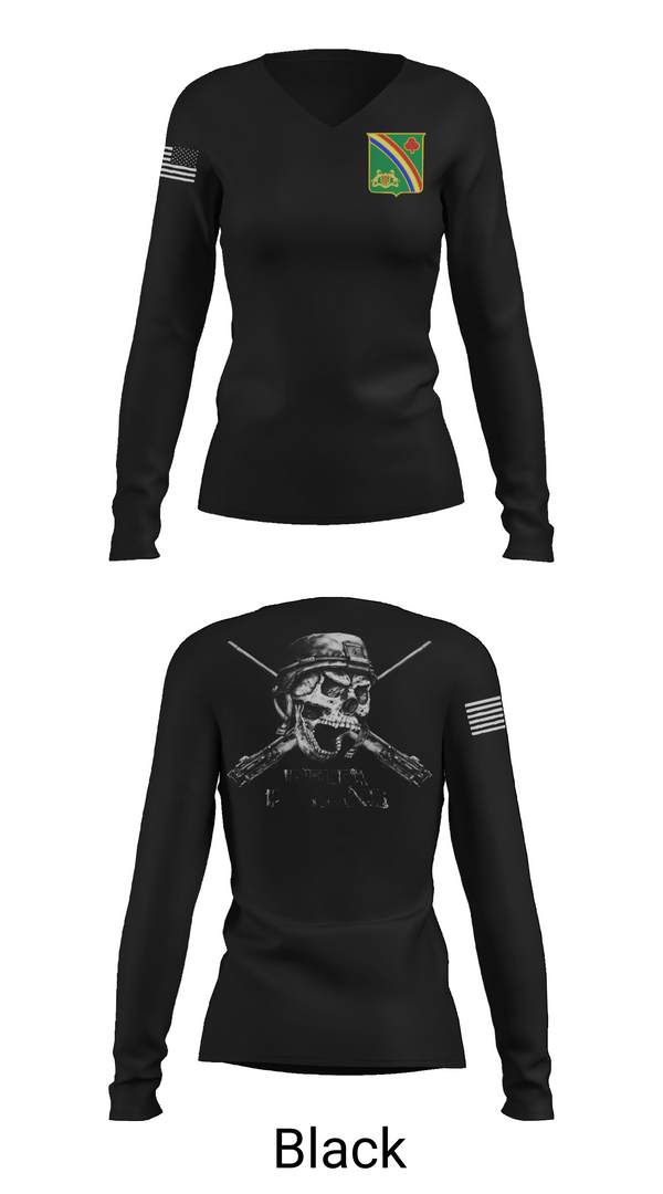 Womens Long Sleeve Vneck Shirt, 1st Battalion 69th Infantry Regiment, Army, Teamtime, Team time, sublimation, custom sports apparel, team uniforms, spirit wear, spiritwear, sports uniforms, custom shirts, team store, custom team store, fundraiser sports, apparel fundraiser