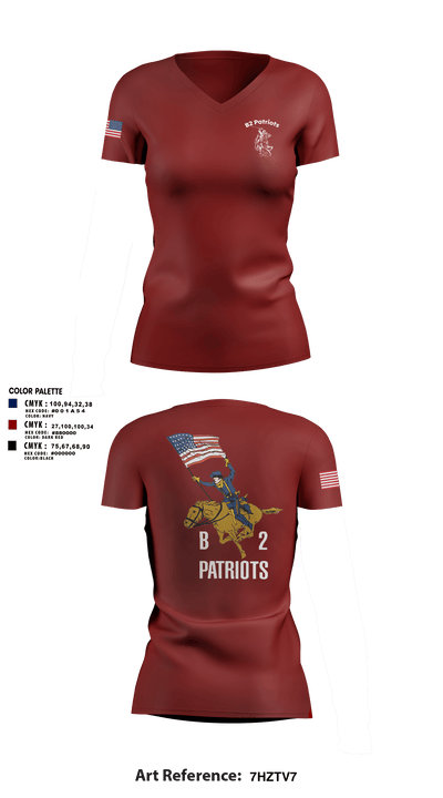 B2 Patriots no C flag Women's Short Sleeve V-neck Shirt - 2