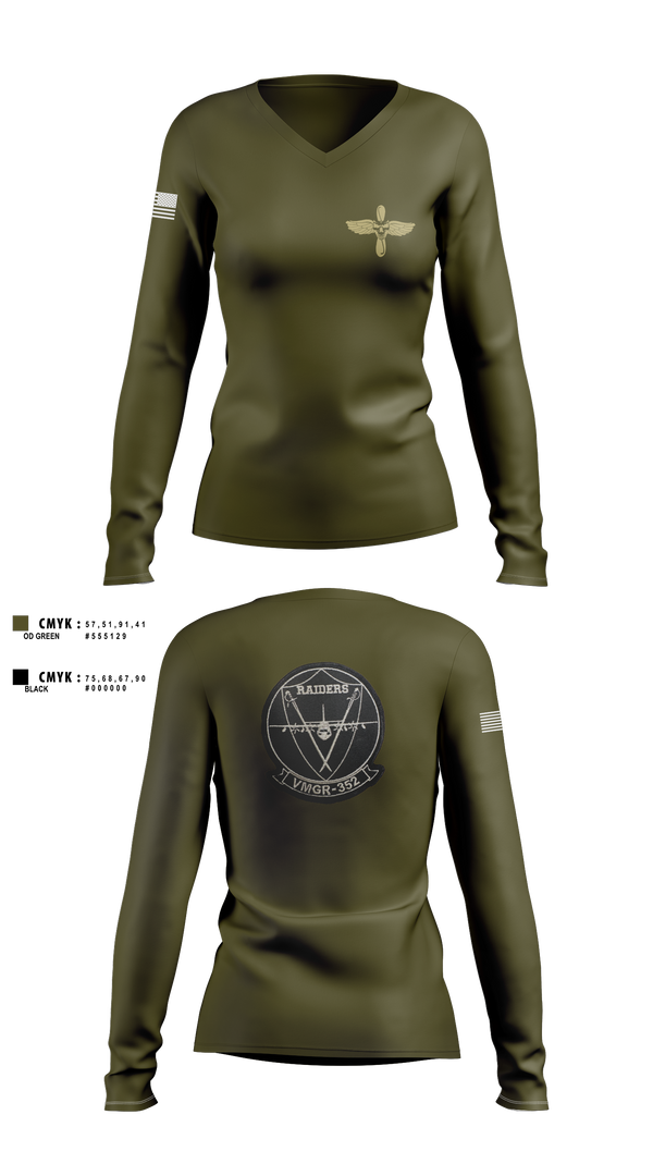 Womens Long Sleeve Vneck Shirt, VMGR-352, , Teamtime, Team time, sublimation, custom sports apparel, team uniforms, spirit wear, spiritwear, sports uniforms, custom shirts, team store, custom team store, fundraiser sports, apparel fundraiser