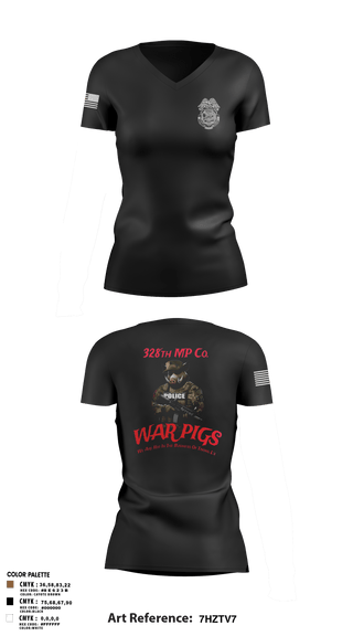 Womens Short Sleeve Vneck Shirt, 328th MP Co., , Teamtime, Team time, sublimation, custom sports apparel, team uniforms, spirit wear, spiritwear, sports uniforms, custom shirts, team store, custom team store, fundraiser sports, apparel fundraiser