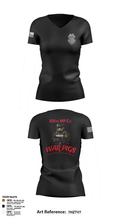328th MP Co. 60323681 Women's Short Sleeve V-neck Shirt - 3