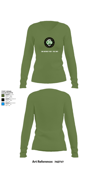 Womens Long Sleeve Vneck Shirt, 3rd District VCRT / Vice Unit, , Teamtime, Team time, sublimation, custom sports apparel, team uniforms, spirit wear, spiritwear, sports uniforms, custom shirts, team store, custom team store, fundraiser sports, apparel fundraiser