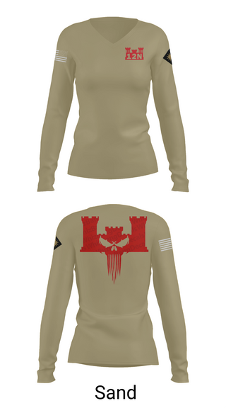 Womens Long Sleeve Vneck Shirt, A co 578th BEB, , Teamtime, Team time, sublimation, custom sports apparel, team uniforms, spirit wear, spiritwear, sports uniforms, custom shirts, team store, custom team store, fundraiser sports, apparel fundraiser