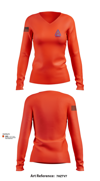 Womens Long Sleeve Vneck Shirt, Recruiting and Retention Battalion, , Teamtime, Team time, sublimation, custom sports apparel, team uniforms, spirit wear, spiritwear, sports uniforms, custom shirts, team store, custom team store, fundraiser sports, apparel fundraiser