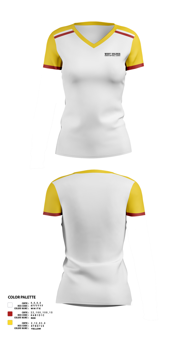 Womens Short Sleeve Vneck Shirt, West Volusia Senior Softball League, Softball, Teamtime, Team time, sublimation, custom sports apparel, team uniforms, spirit wear, spiritwear, sports uniforms, custom shirts, team store, custom team store, fundraiser sports, apparel fundraiser