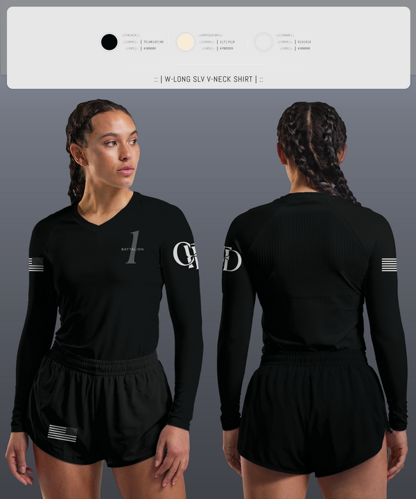 Womens Long Sleeve Vneck Shirt, Battalion 1, , Teamtime, Team time, sublimation, custom sports apparel, team uniforms, spirit wear, spiritwear, sports uniforms, custom shirts, team store, custom team store, fundraiser sports, apparel fundraiser