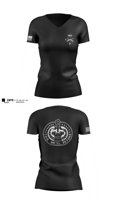D 4-323 7608316 Women's Short Sleeve V-neck Shirt - 7