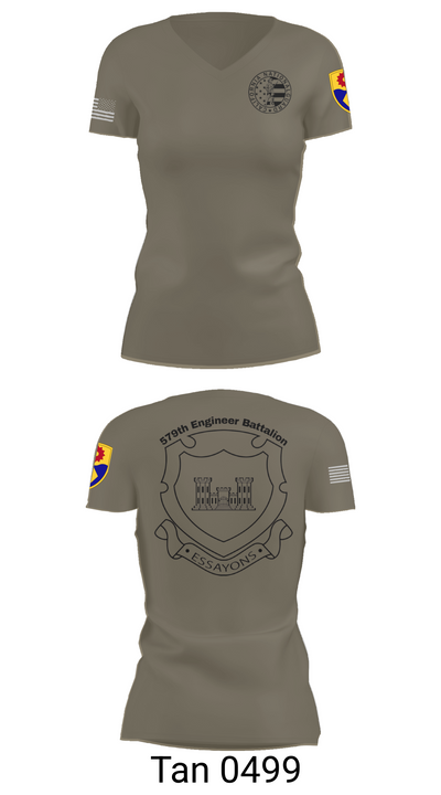 132d MRBC, 579th EN BN, 49th MP DIV 50518216 Women's Short Sleeve V-neck Shirt - 65