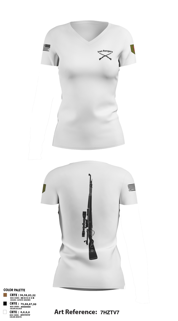 Womens Short Sleeve Vneck Shirt, Iron Rangers, Army, Teamtime, Team time, sublimation, custom sports apparel, team uniforms, spirit wear, spiritwear, sports uniforms, custom shirts, team store, custom team store, fundraiser sports, apparel fundraiser