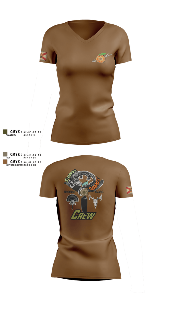 Womens Short Sleeve Vneck Shirt, Seminole / Orange Crew, , Teamtime, Team time, sublimation, custom sports apparel, team uniforms, spirit wear, spiritwear, sports uniforms, custom shirts, team store, custom team store, fundraiser sports, apparel fundraiser