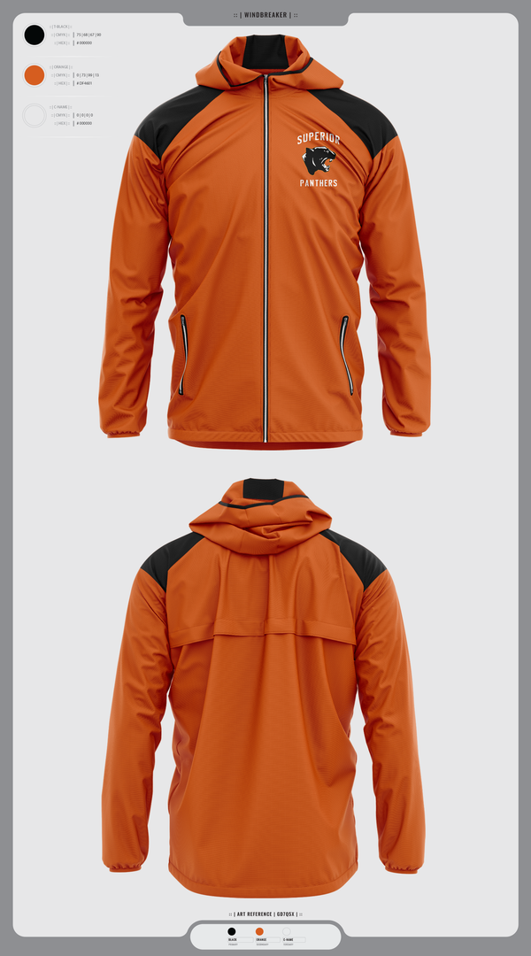 Windbreaker, Superior Panthers, Baseball, Teamtime, Team time, sublimation, custom sports apparel, team uniforms, spirit wear, spiritwear, sports uniforms, custom shirts, team store, custom team store, fundraiser sports, apparel fundraiser