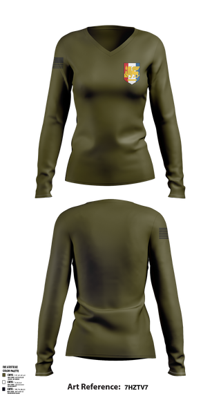Womens Long Sleeve Vneck Shirt, 88th Artillery Detachment, , Teamtime, Team time, sublimation, custom sports apparel, team uniforms, spirit wear, spiritwear, sports uniforms, custom shirts, team store, custom team store, fundraiser sports, apparel fundraiser