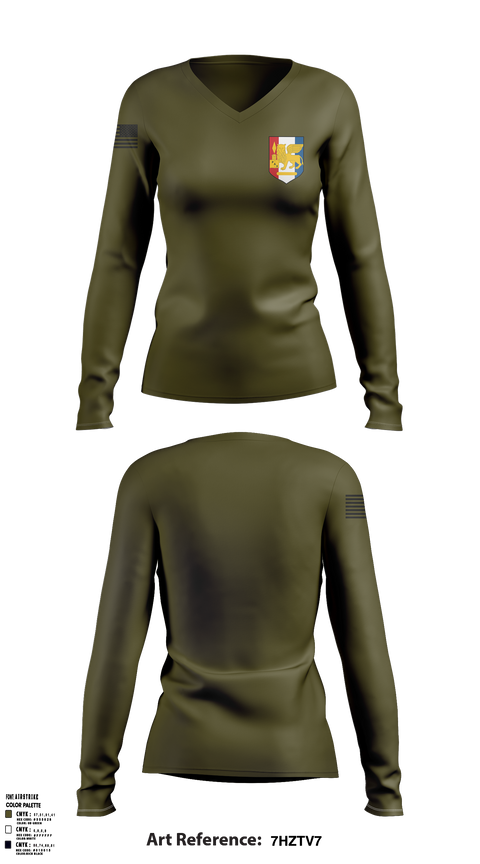 Womens Long Sleeve Vneck Shirt, 88th Artillery Detachment, , Teamtime, Team time, sublimation, custom sports apparel, team uniforms, spirit wear, spiritwear, sports uniforms, custom shirts, team store, custom team store, fundraiser sports, apparel fundraiser
